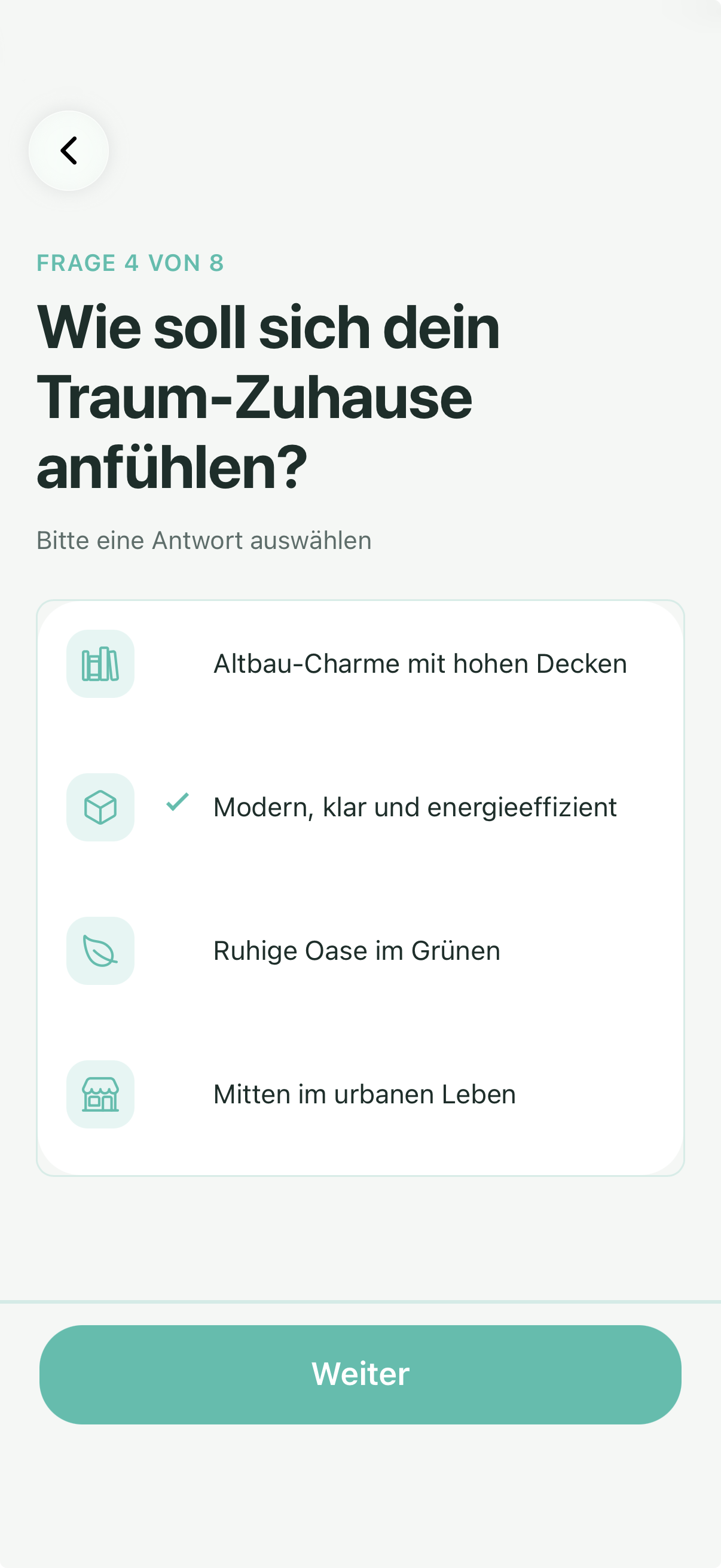 Onboarding Fragebogen Screen